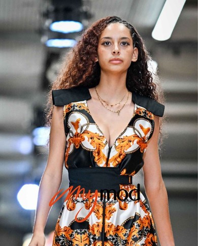 A-Line Flowing Green and Denim Shirt Dress