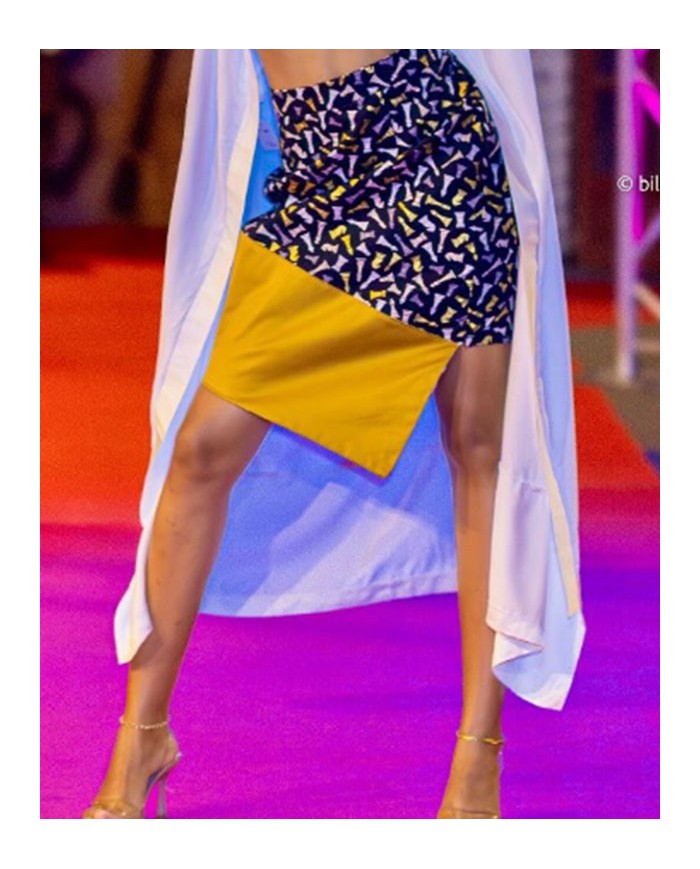 Jupe Droite Asymétrique Imprimée Coton