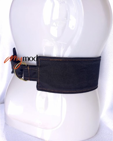Ceinture Large Asymétrique Noire 100% Coton