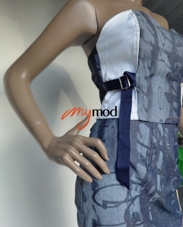 Bustier jean imprimé laçage dos | MYMOD
