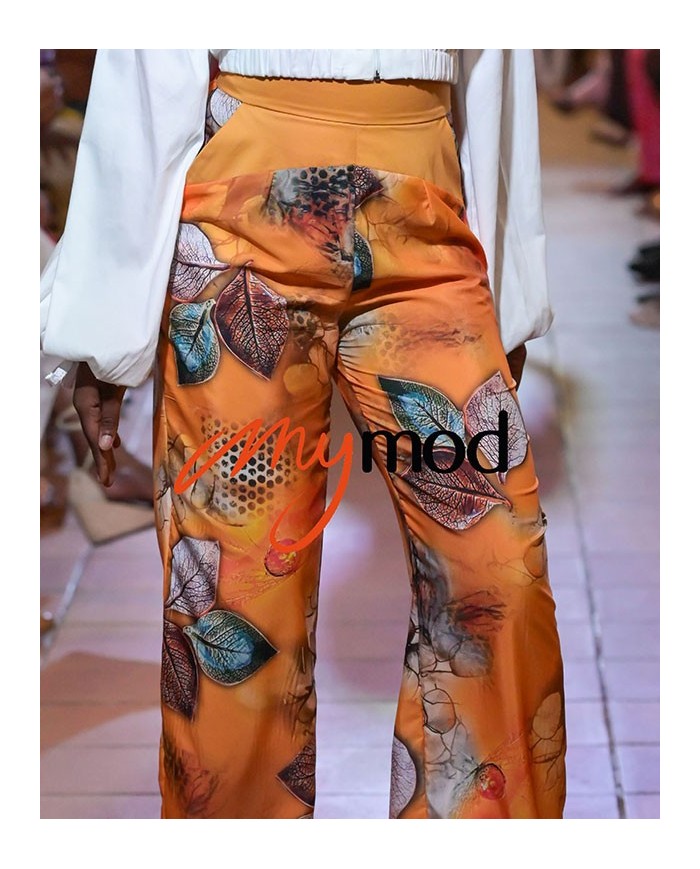 High-Waisted Navy Straight-Cut Flowing Pants