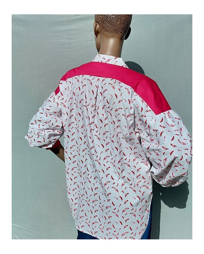 Oeko-Tex Asymmetrical Red and White Blouse