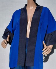 Two-Tone Blue Kimono Collar Over-top