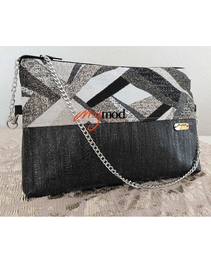 Pochette Plate Noir et Bleu Scintillante | MyMod