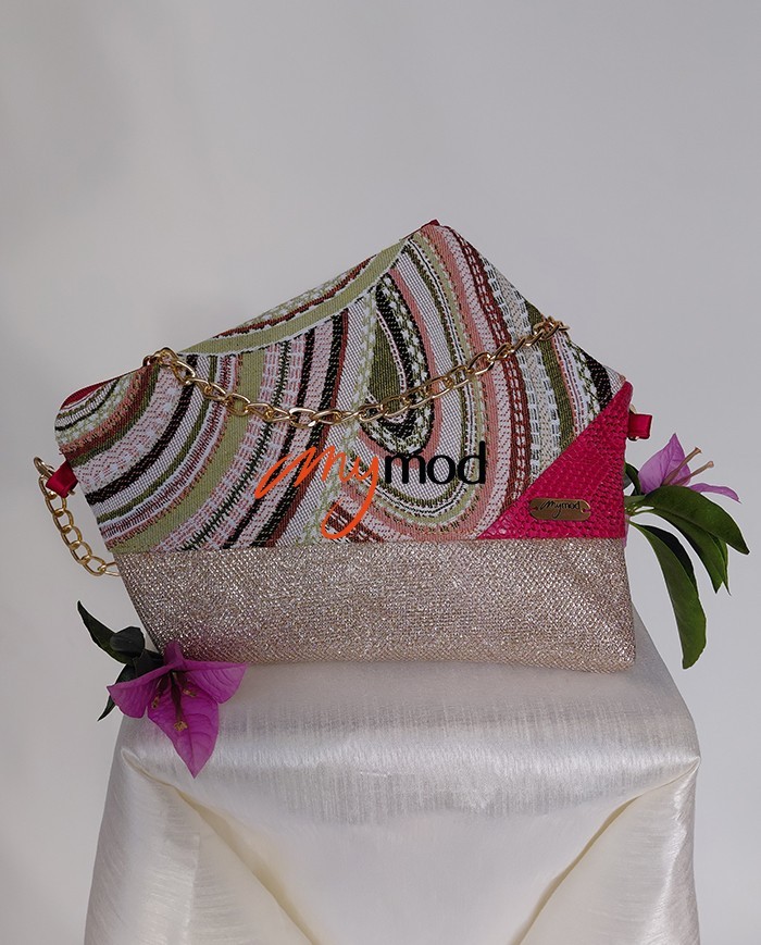 Pochette géométrique rouge à chaîne | MYMOD