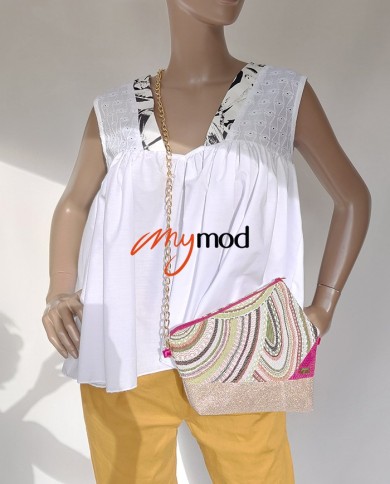 Pochette géométrique rouge à chaîne | MYMOD