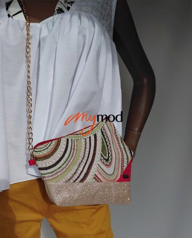Pochette géométrique rouge à chaîne | MYMOD