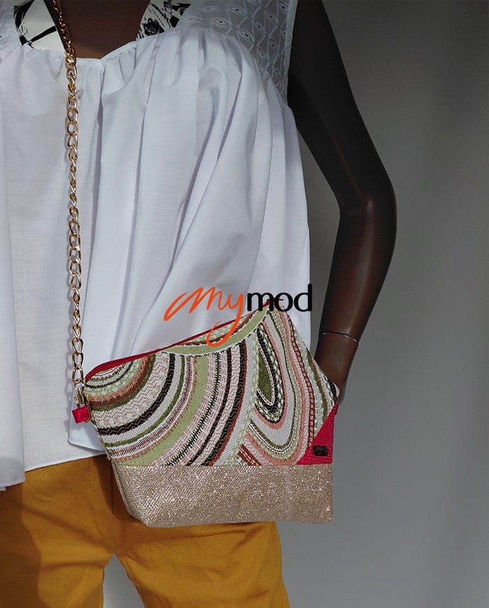 Pochette géométrique rouge à chaîne | MYMOD