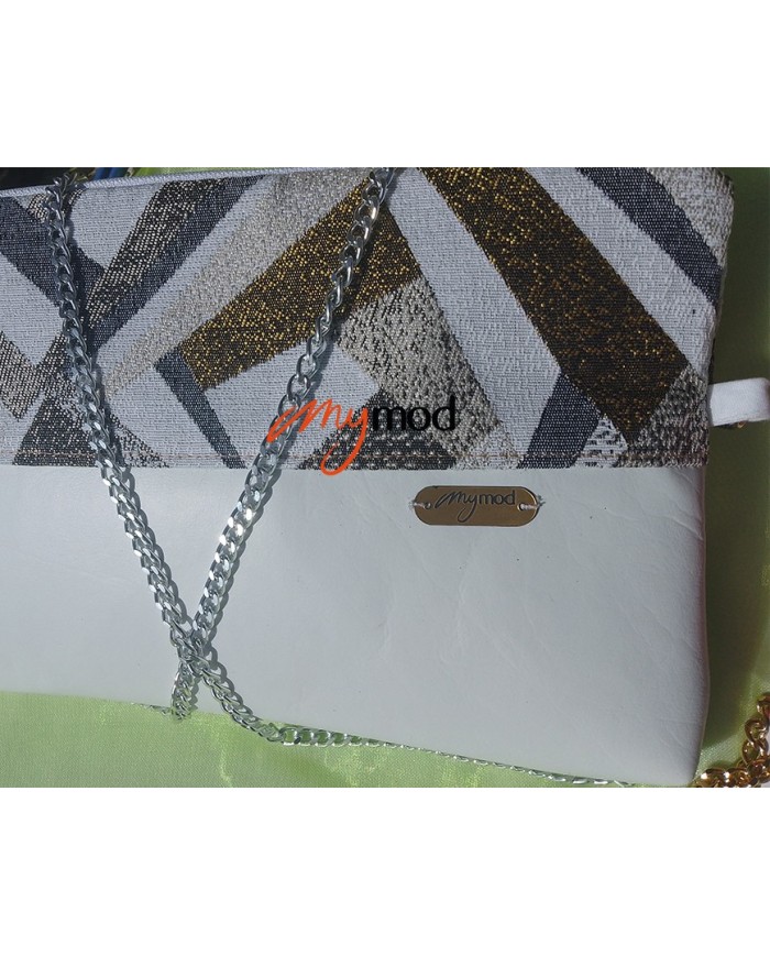 Pochette plate blanche et bleue jacquard | MYMOD