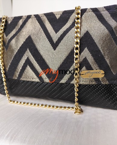 Sac de soirée noir et doré fait main | MYMOD