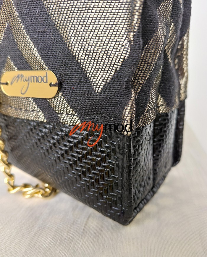 Sac de soirée noir et doré fait main | MYMOD
