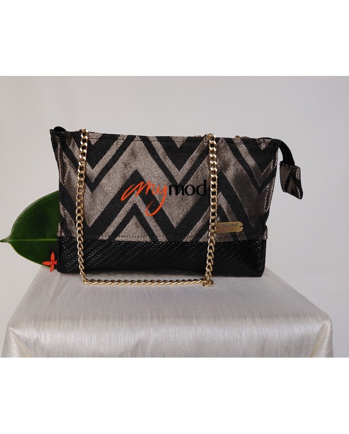 Sac de soirée noir et doré fait main | MYMOD