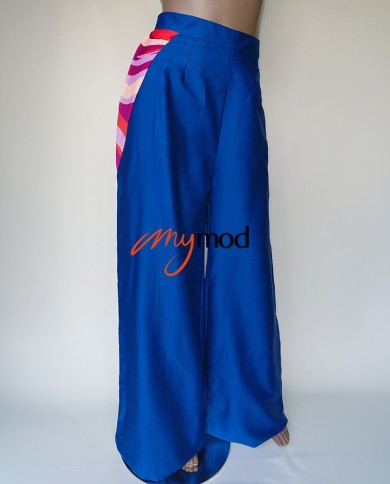 Pantalon fluide bicolore taille élastiquée | MYMOD