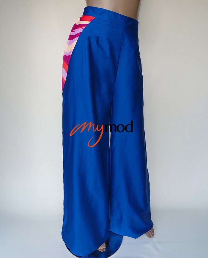 Pantalon fluide bicolore taille élastiquée | MYMOD