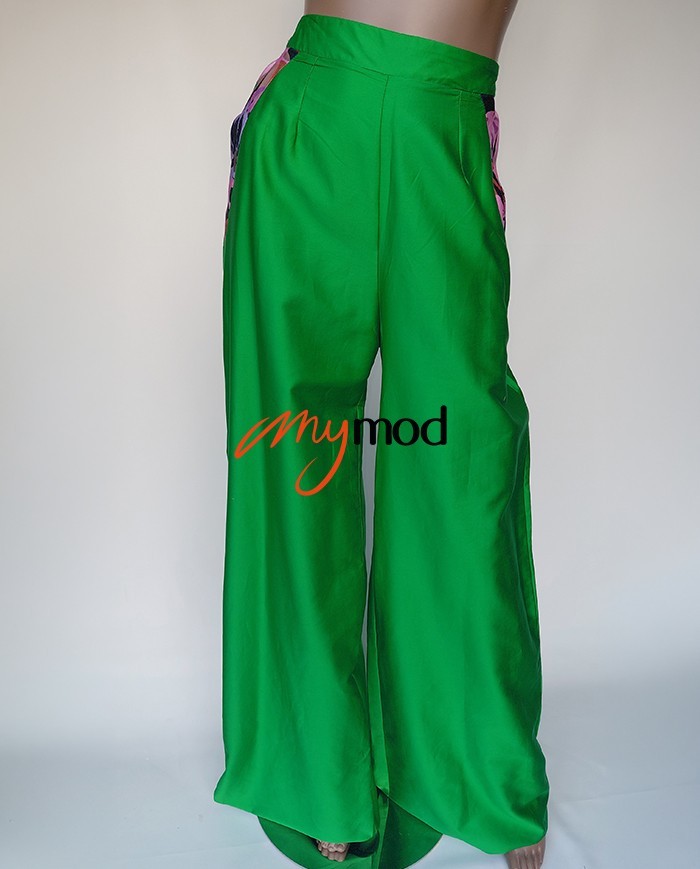 Pantalon Palazzo Taille Haute Poches Italiennes